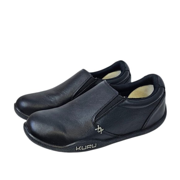 KURU Womens Kivi Black Leather Slip On Shoes, Arch Support, Comfort, Size 8 Wide - Picture 1 of 9